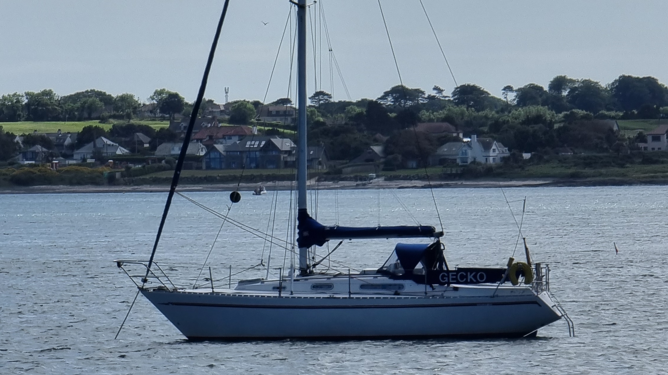 Picture of a sailing yacht at anchor